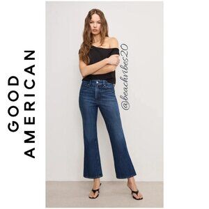 GOOD AMERICAN Soft Tech Good Legs Cropped Mini Boot Indigo 977 8/29 NWT